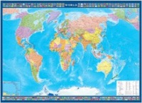 Настенная политическая карта мира с флагами на английском языке - «globural.ru» - Тюмень