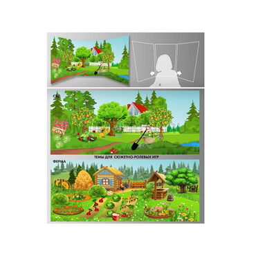 Стенд для сюжетно-ролевых игр 2-х сторонний (ферма, сад) - «globural.ru» - Тюмень